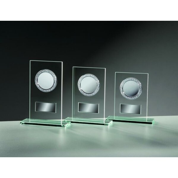 3er Glas Pokalserie Rechteck mit Metallfassungen 150 - 190 mm
