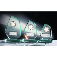 Jade-Glastrophäe Glasfels mit Metallfassungen