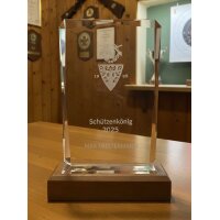 Glas-Holz Award 210 mm, Stärke 15 mm mit Lasergravur
